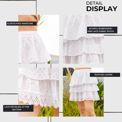 Mini Skirt Ruffle & Patch - Schiffli Embroidery - medium