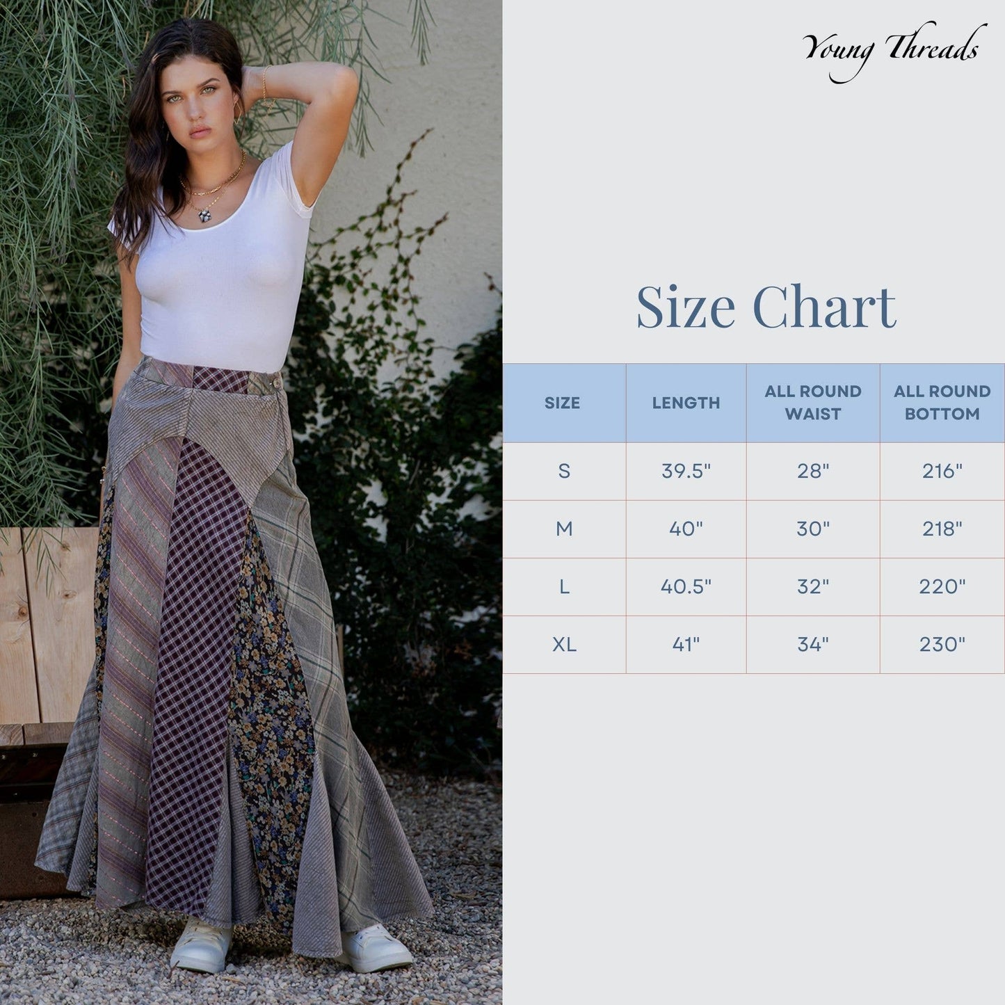 Boho Bias-Cut Prairie Maxi Skirt