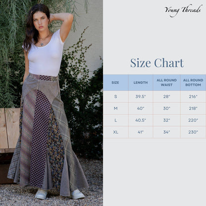 Boho Bias-Cut Prairie Maxi Skirt