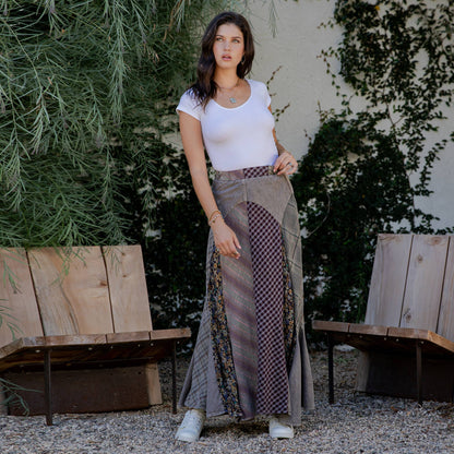 Boho Bias-Cut Prairie Maxi Skirt