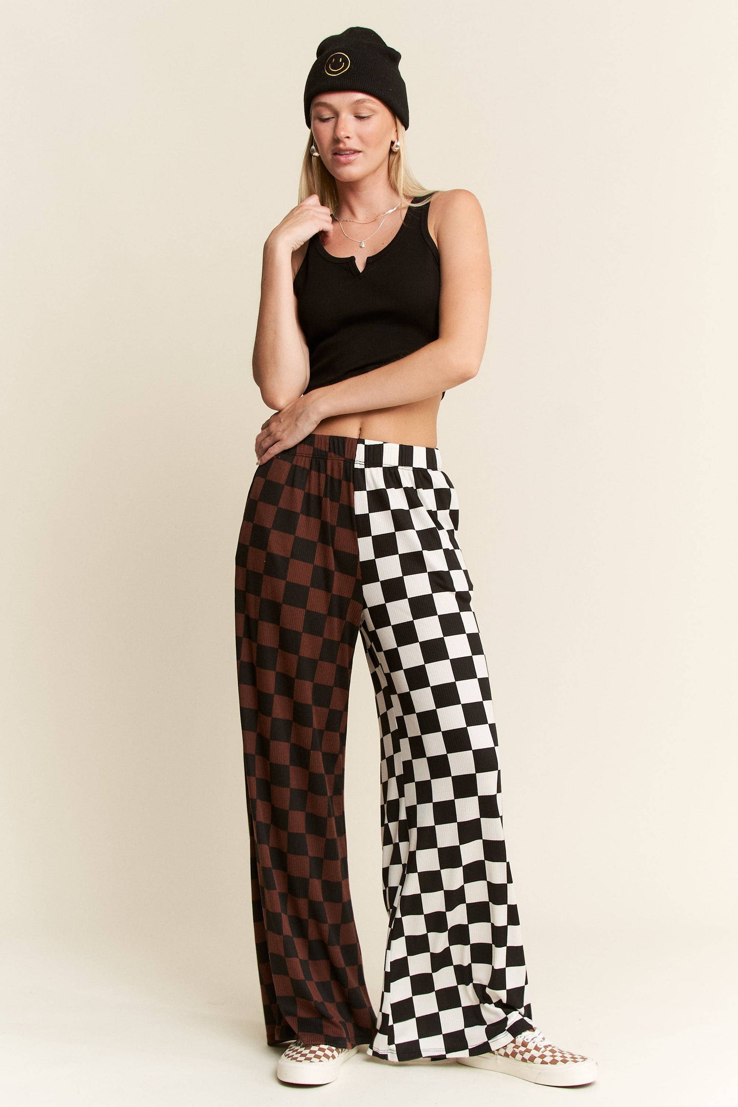 PLUS SIZE SPLIT DECISION CHECKERED PANTS
