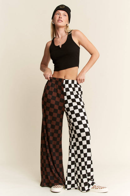 PLUS SIZE SPLIT DECISION CHECKERED PANTS