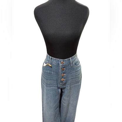 Button Up Blue Jean Capris