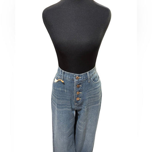 Button Up Blue Jean Capris - medium/large