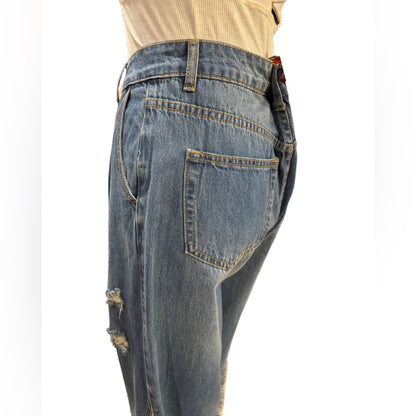 Button Up Blue Jean Capris