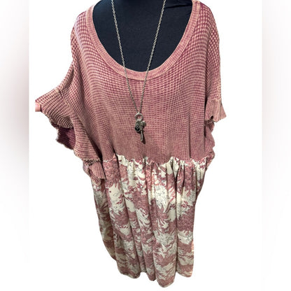 BUCKETLIST Custom Floral Knit Maxi Dress in Pink XL-3XL