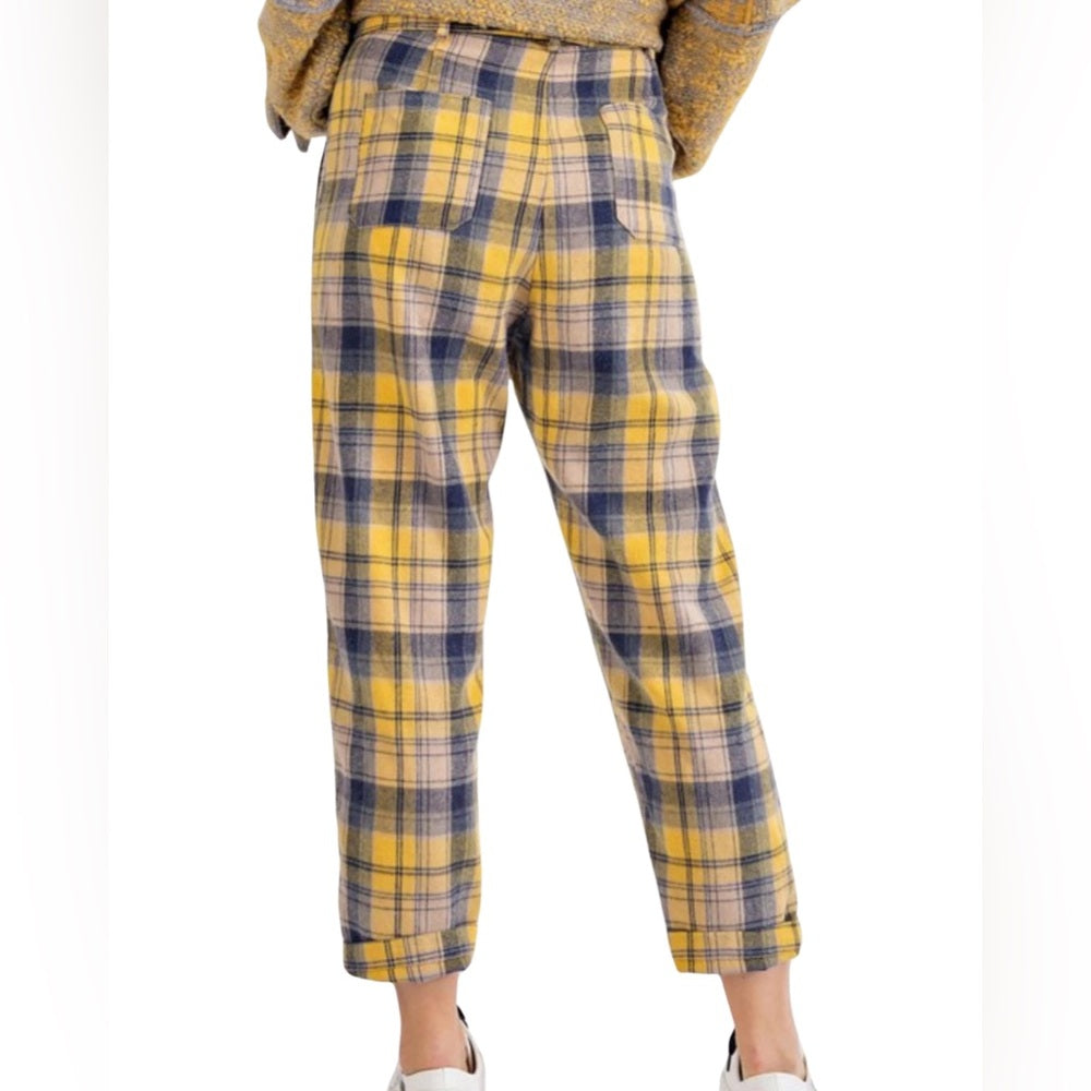 Plaid Yellow and Blue Pants