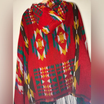 One size Women's Hooded Loose Fit Poncho Cape Shawl with Horn Button