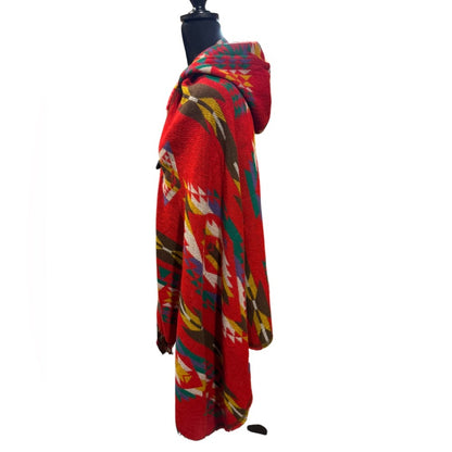 One size Women's Hooded Loose Fit Poncho Cape Shawl with Horn Button