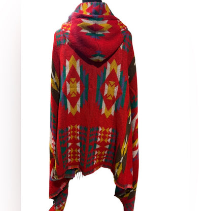 One size Women's Hooded Loose Fit Poncho Cape Shawl with Horn Button