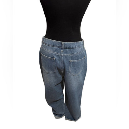 Button Up Blue Jean Capris