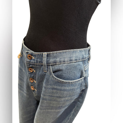 Button Up Blue Jean Capris