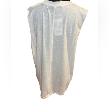 White Sleeveless Graphic Tee Medium