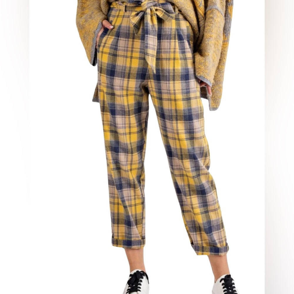 Plaid Yellow and Blue Pants