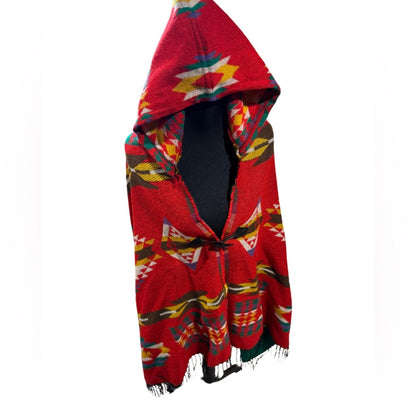One size Women's Hooded Loose Fit Poncho Cape Shawl with Horn Button