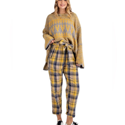 Plaid Yellow and Blue Pants