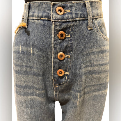 Button Up Blue Jean Capris