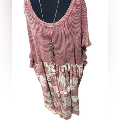 BUCKETLIST Custom Floral Knit Maxi Dress in Pink XL-3XL