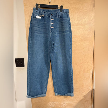 Button Up Blue Jean Capris