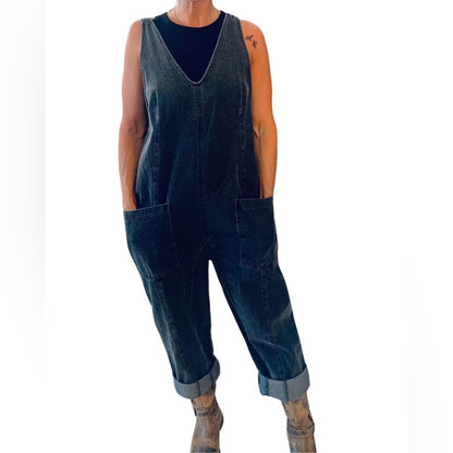 Bibi Black Denim Jumpsuit Women's Medium