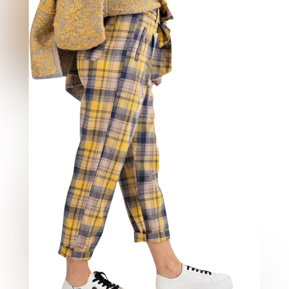 Plaid Yellow and Blue Pants